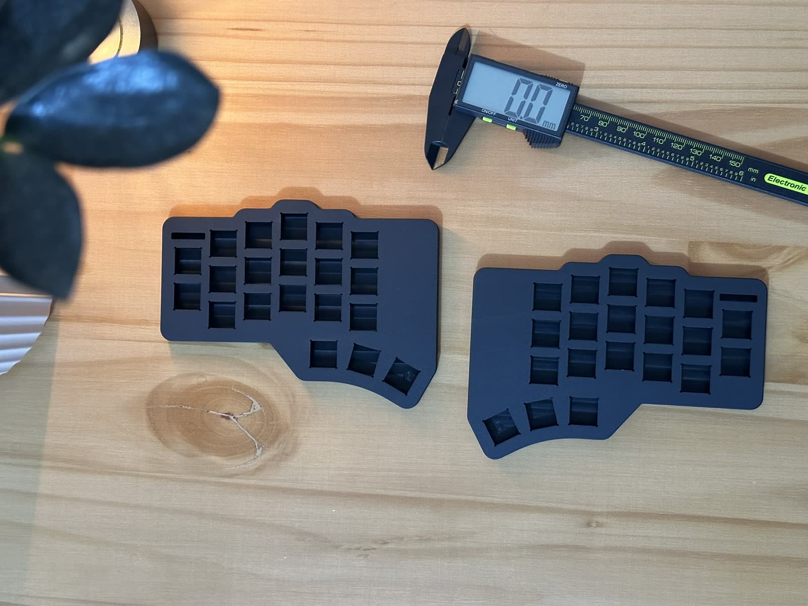 Case and PCB parts during The Wolf build