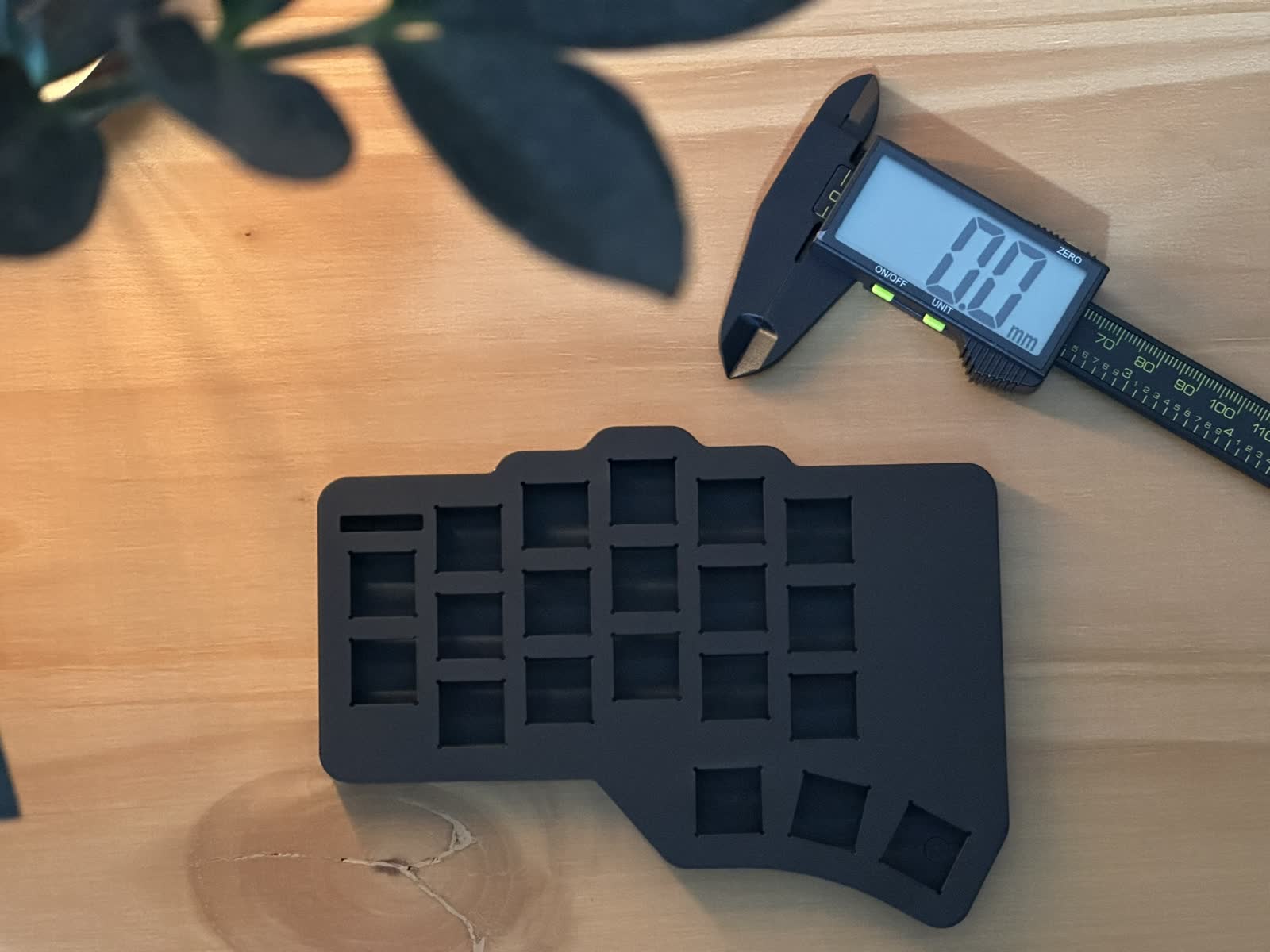 Case and PCB parts during The Wolf build