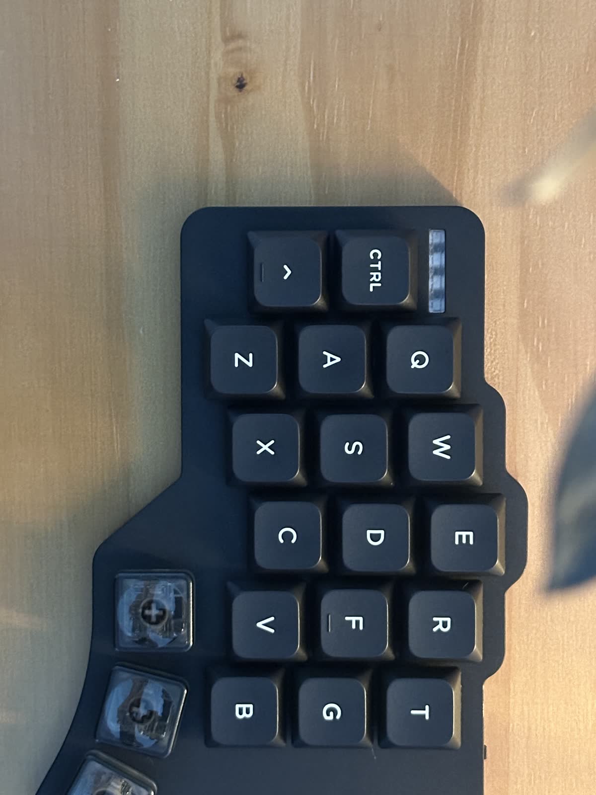 A low angle view of the slim keyboard case